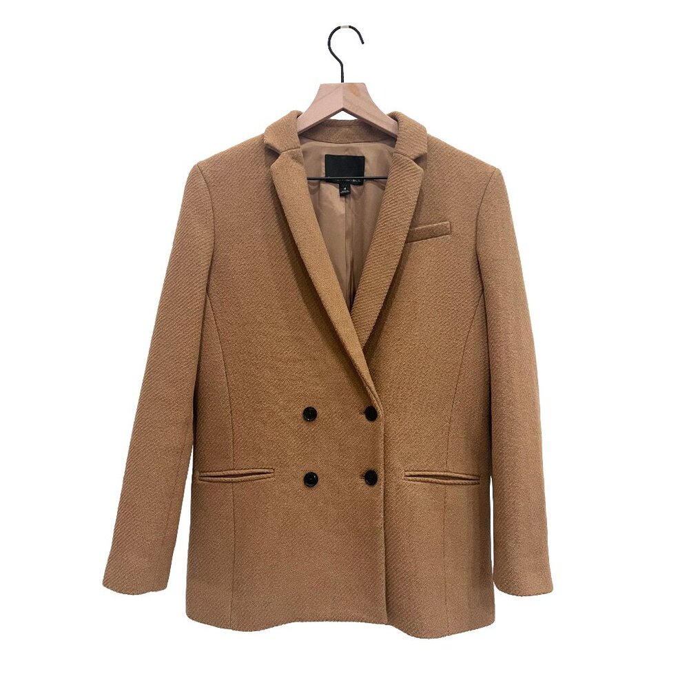 Elegant Tan Double-Breasted Women's Blazer